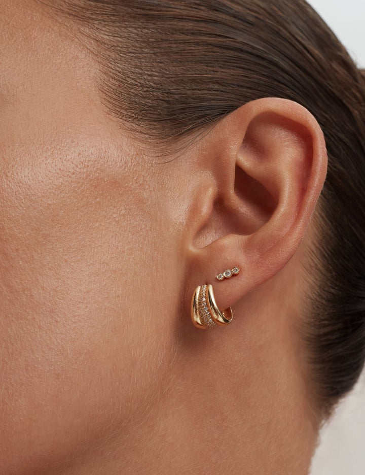 Gold huggie earrings, ENEA Studio