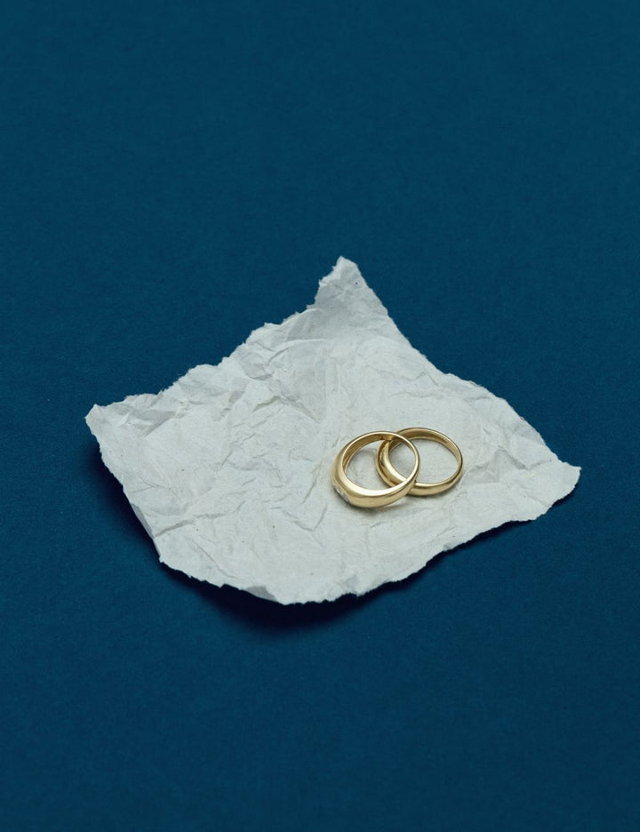 Two 14k gold wedding bands, ENEA Studio