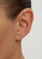 Tiny Trio Stud Earrings - White Gold
