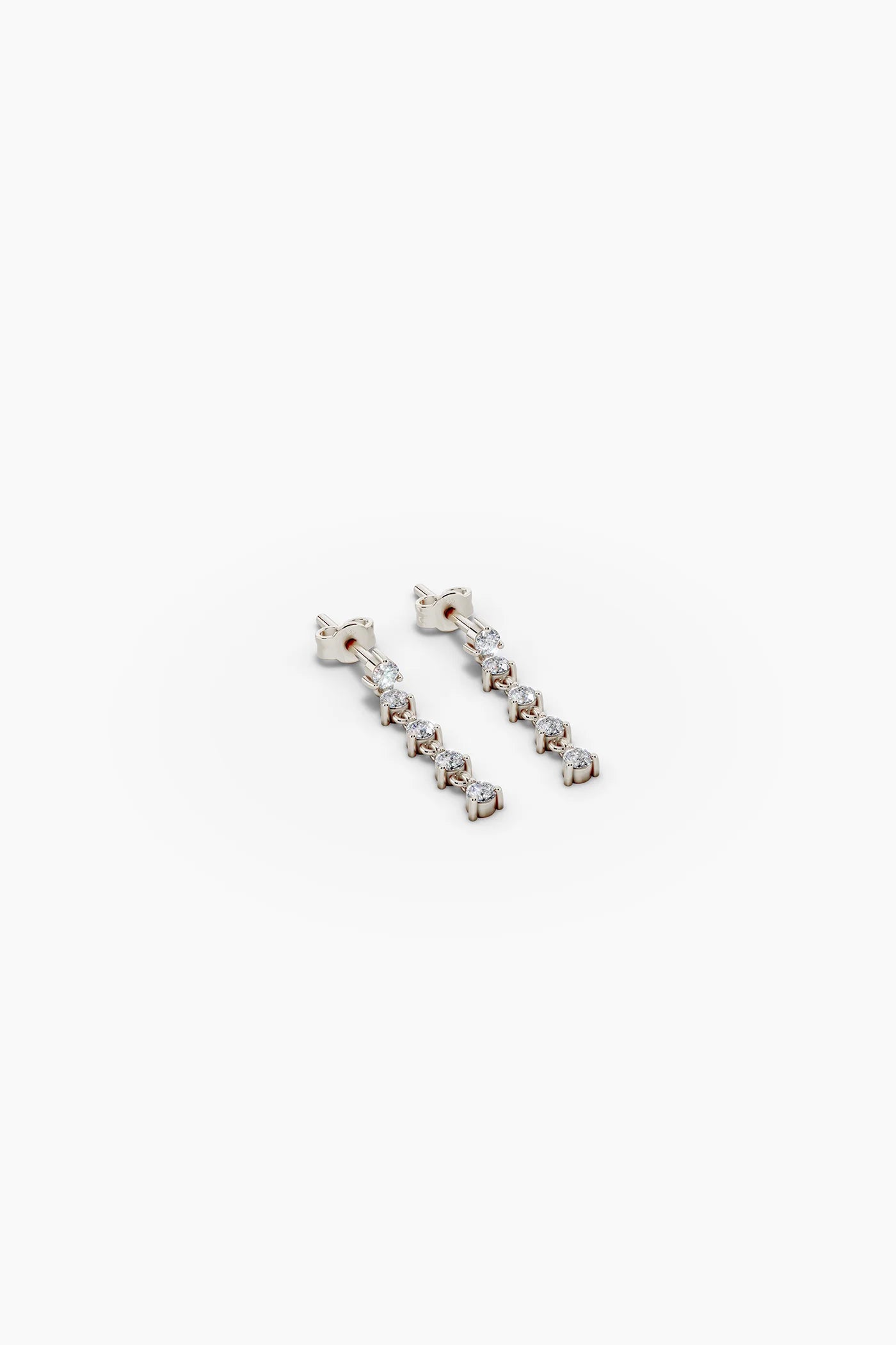 Linear Diamond Drop Earrings - White Gold