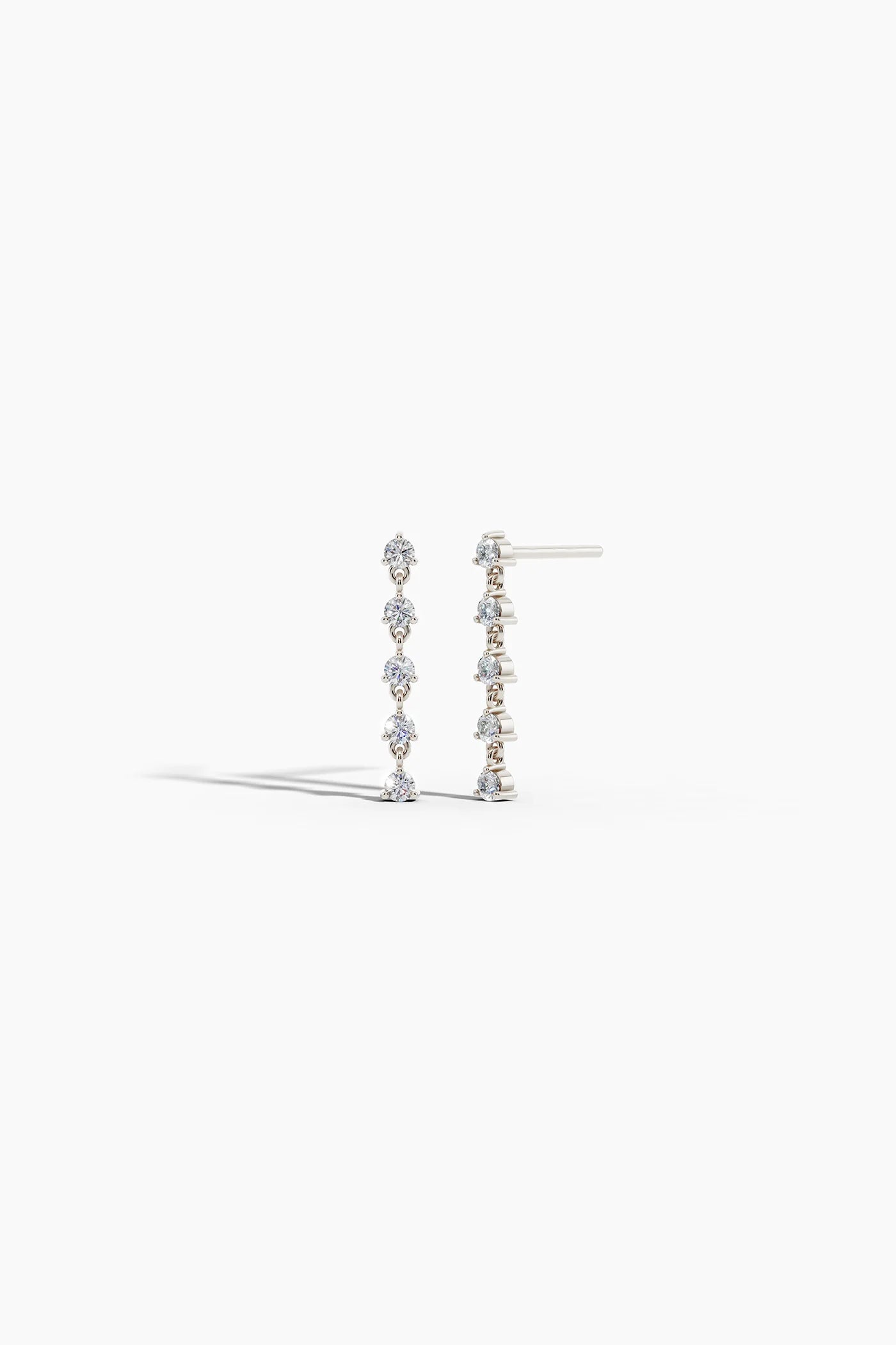 Linear Diamond Drop Earrings - White Gold