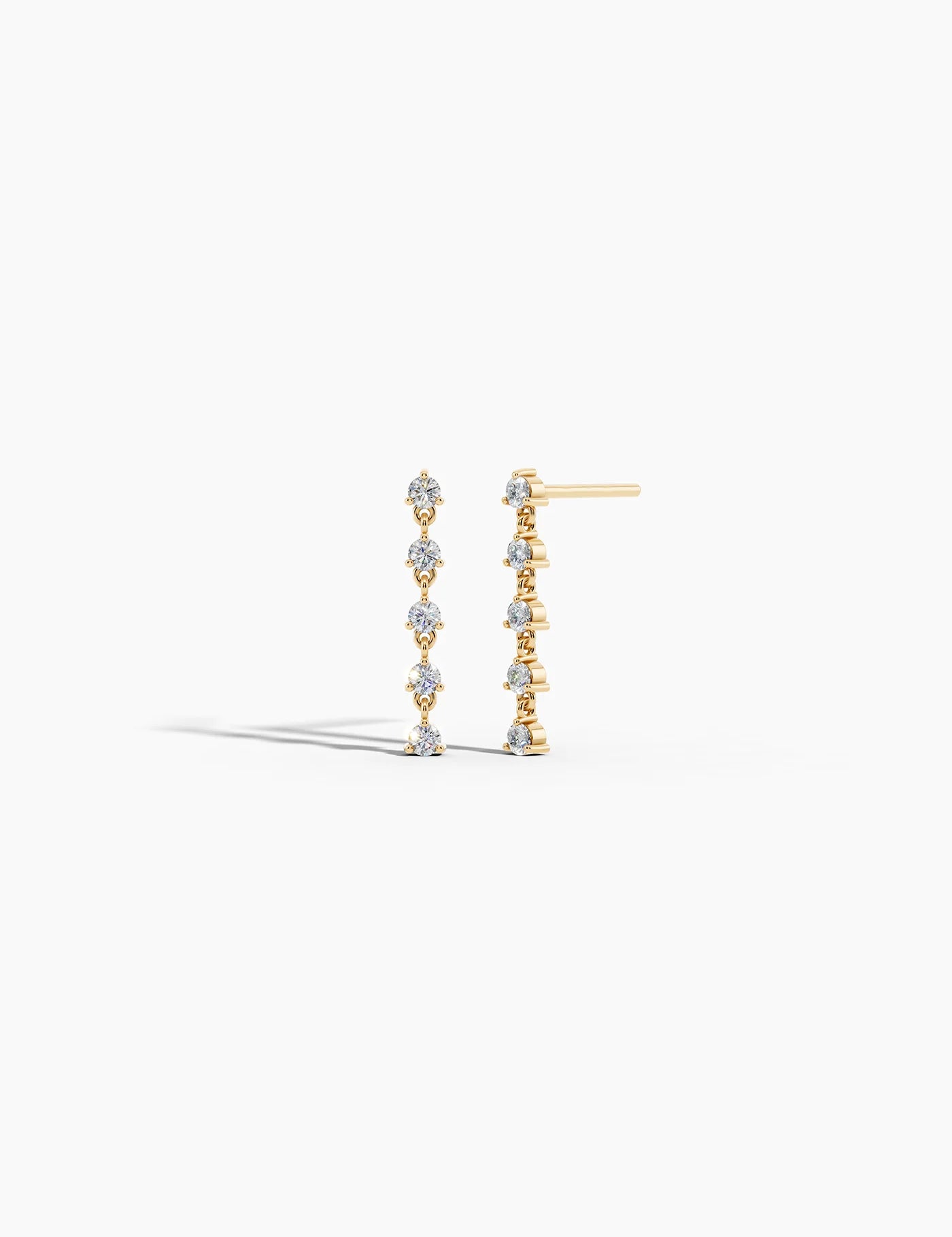 Linear Diamond Drop Earrings - White Gold