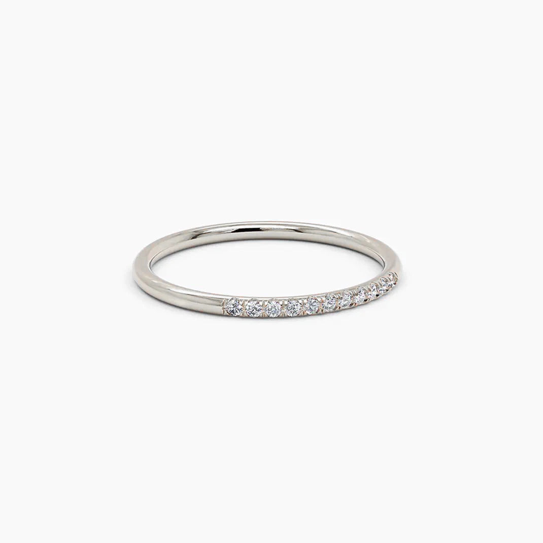 Diamond Thin Stacking Ring - White Gold