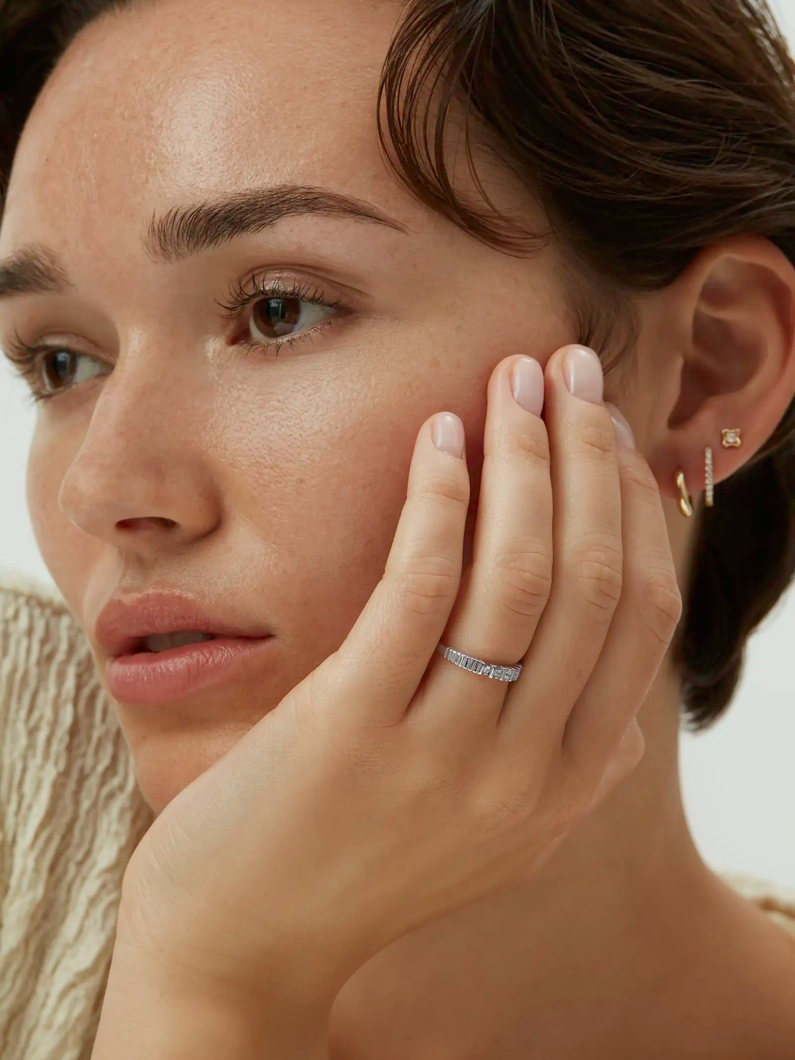 Fluted Diamond Ring - White Gold