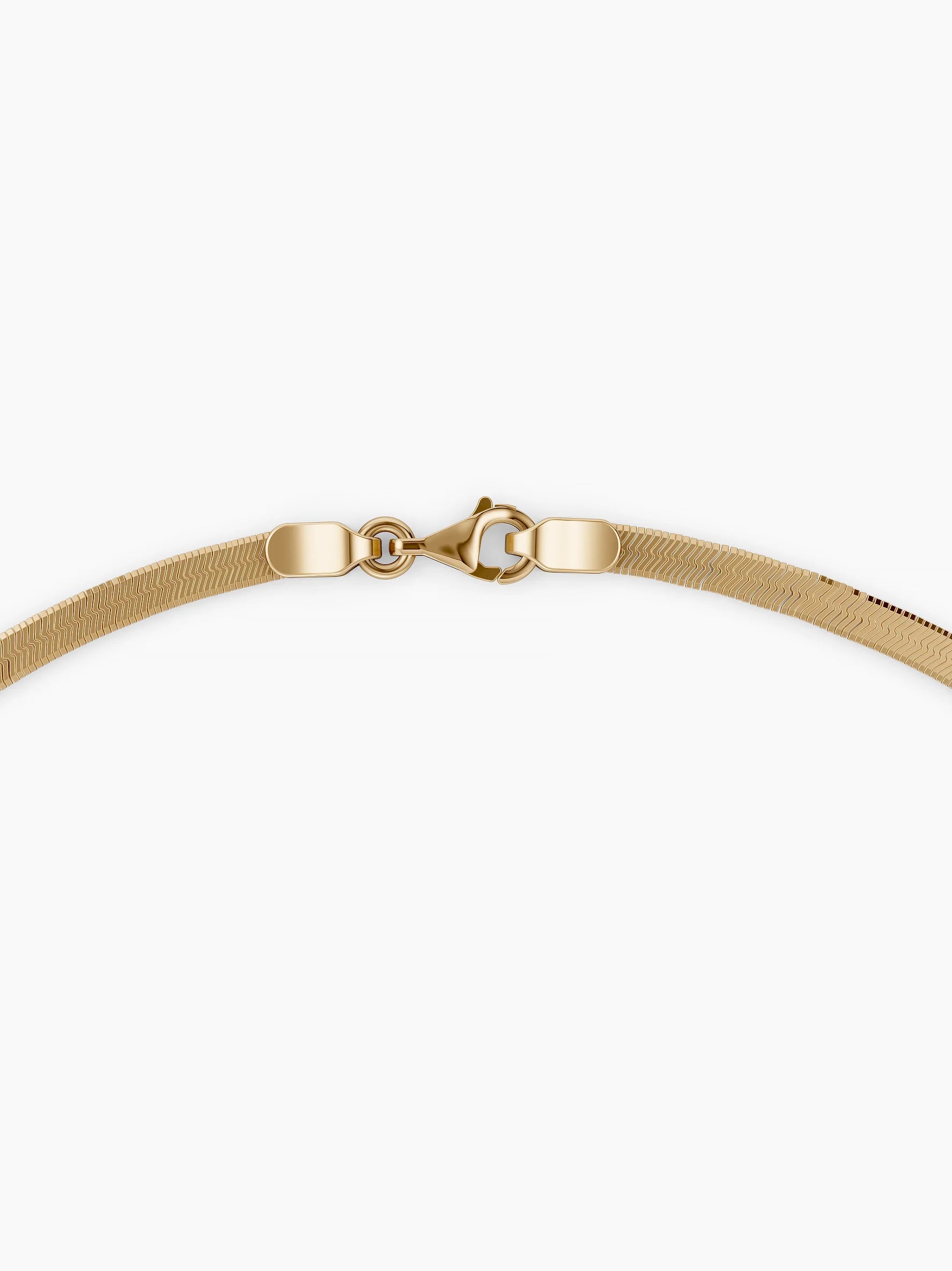 solid gold necklace clasp and chain extender close up on white background