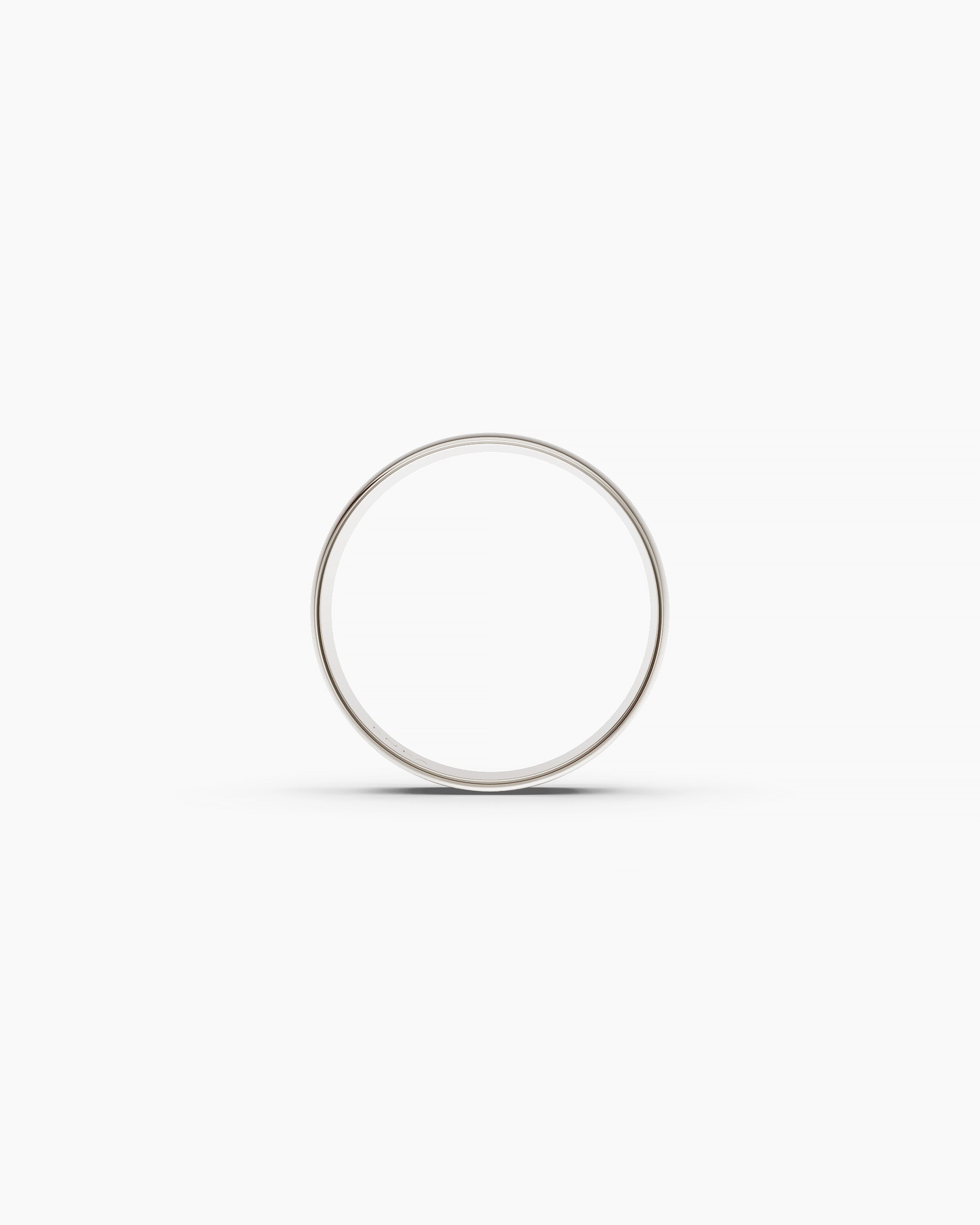 Upper view of the Kion Classic Dome Ring in silver showing the band width on a neutral background