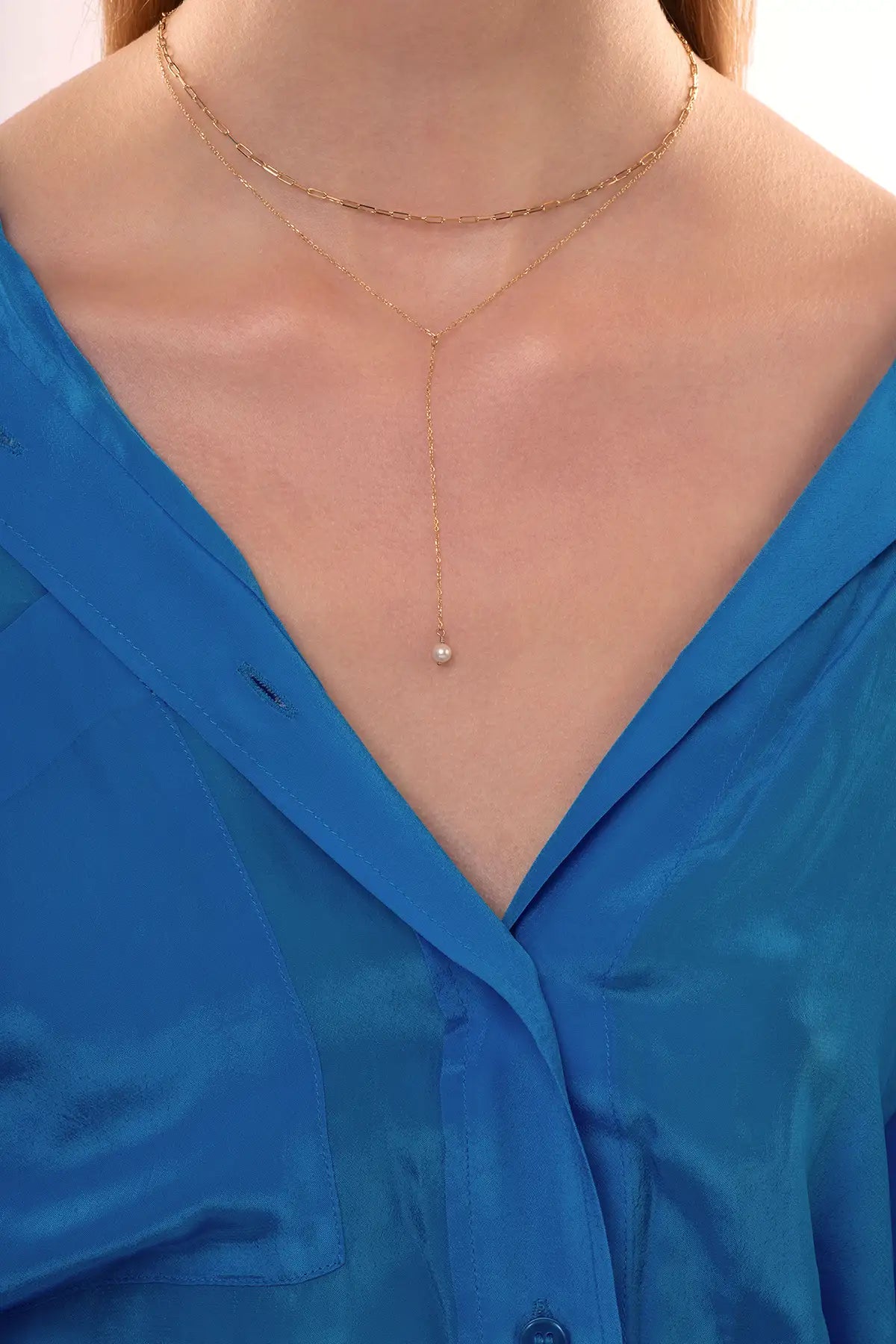 Nema Lariat Pearl Drop Necklace