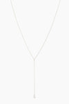 Nema Lariat Pearl Drop Necklace - White Gold