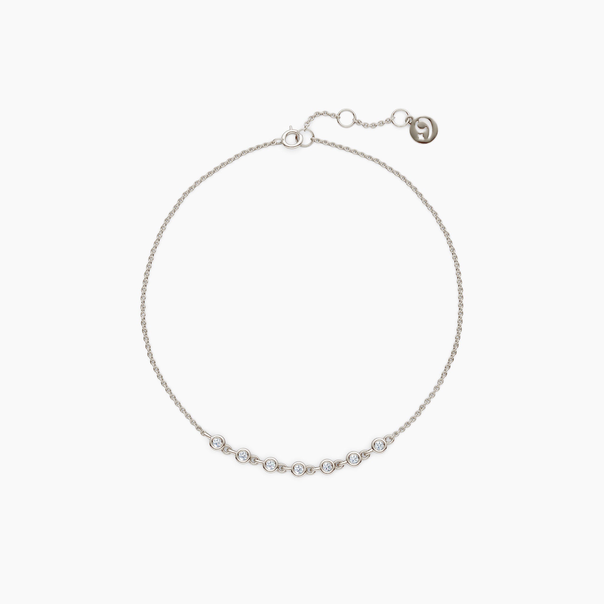 14k white gold link tennis diamond bracelet on white background