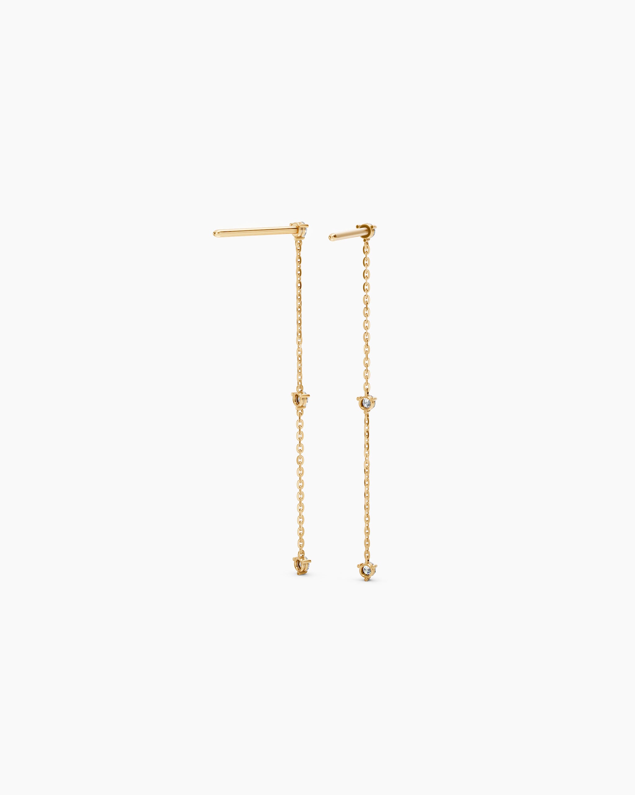 Diamond chain earrings in 14K gold with push back closure