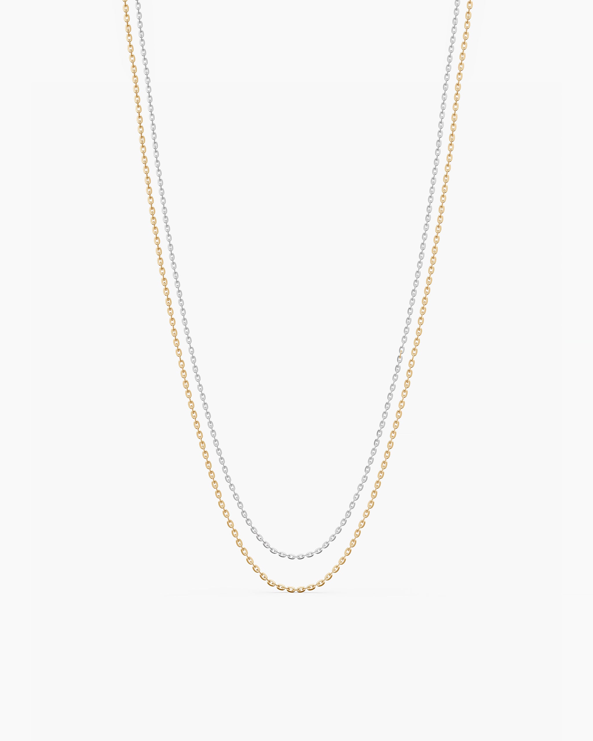 14K two tone layered necklace in yellow and white gold