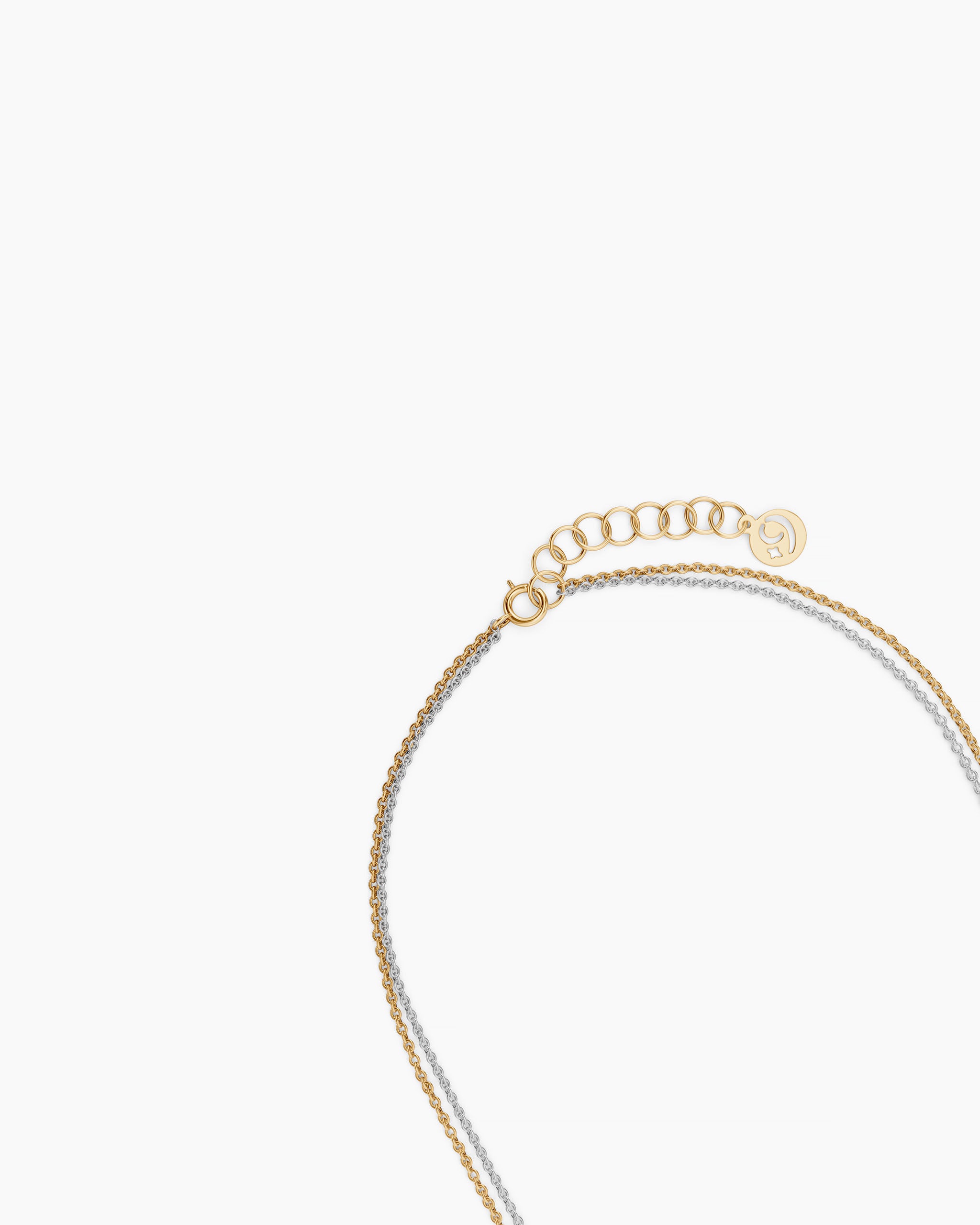 Yellow gold and white gold double chain necklace with single clasp