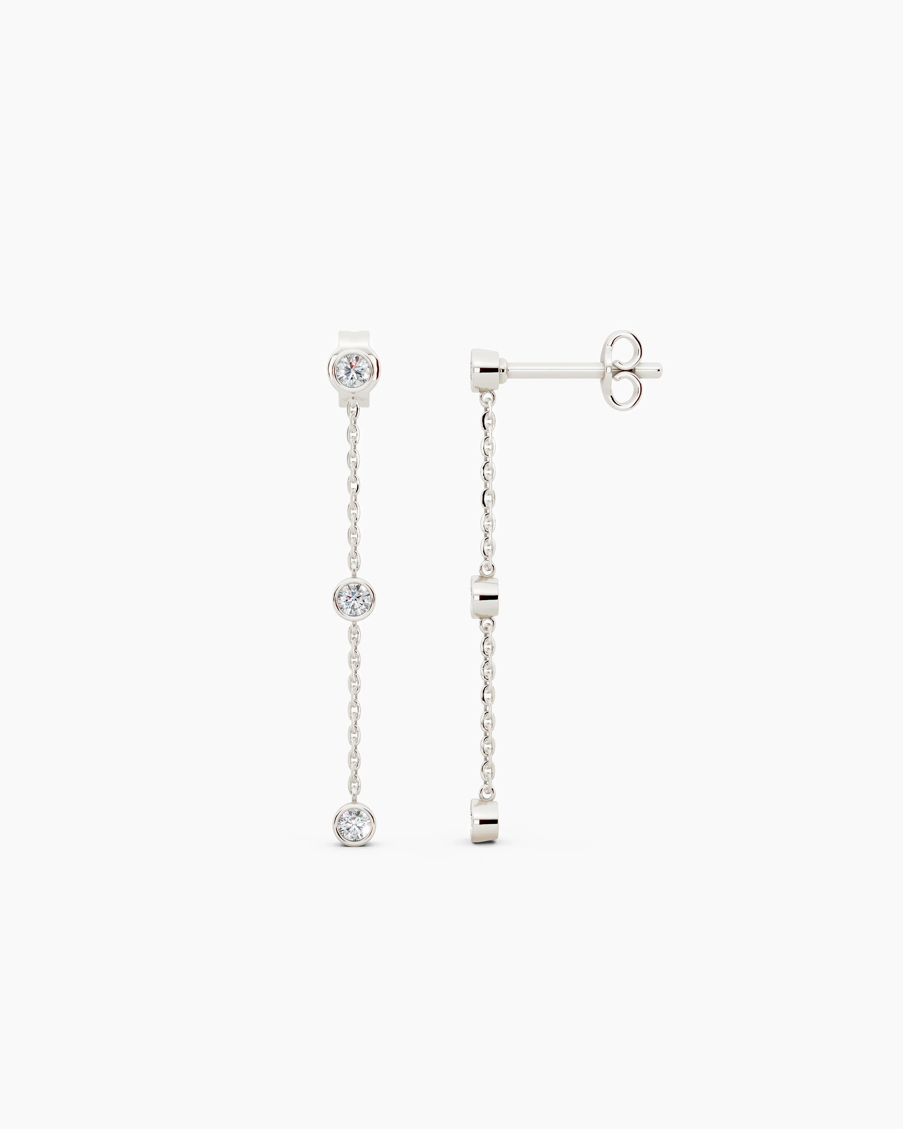 Galini Trio Drop Earrings - White Gold