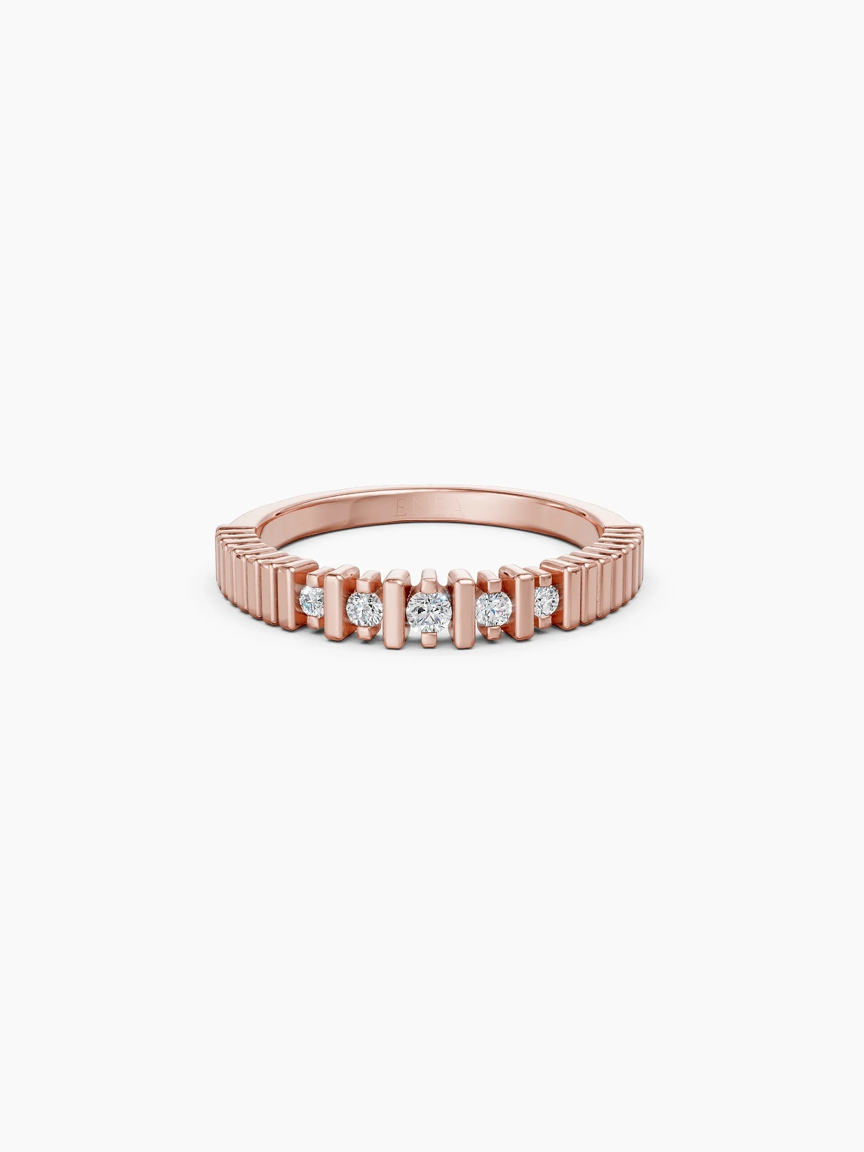 Fluted Diamond Ring - Rose Gold