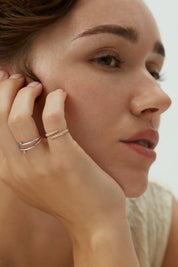 Selene Double Diamond Ring - White Gold