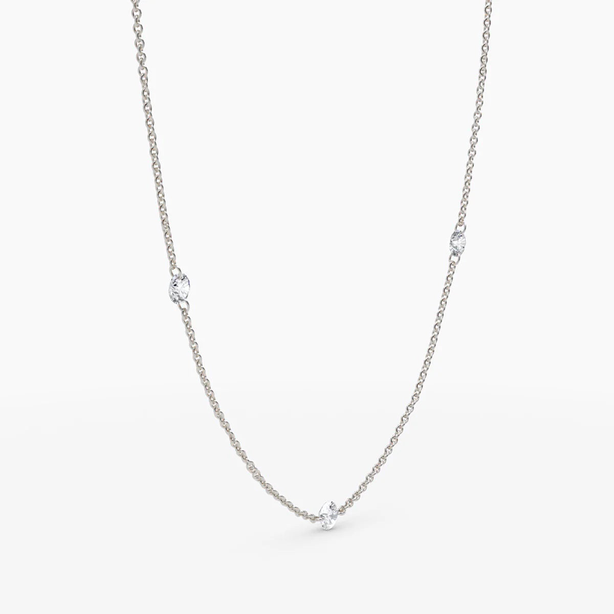Núde Diamond Station Necklace - White Gold