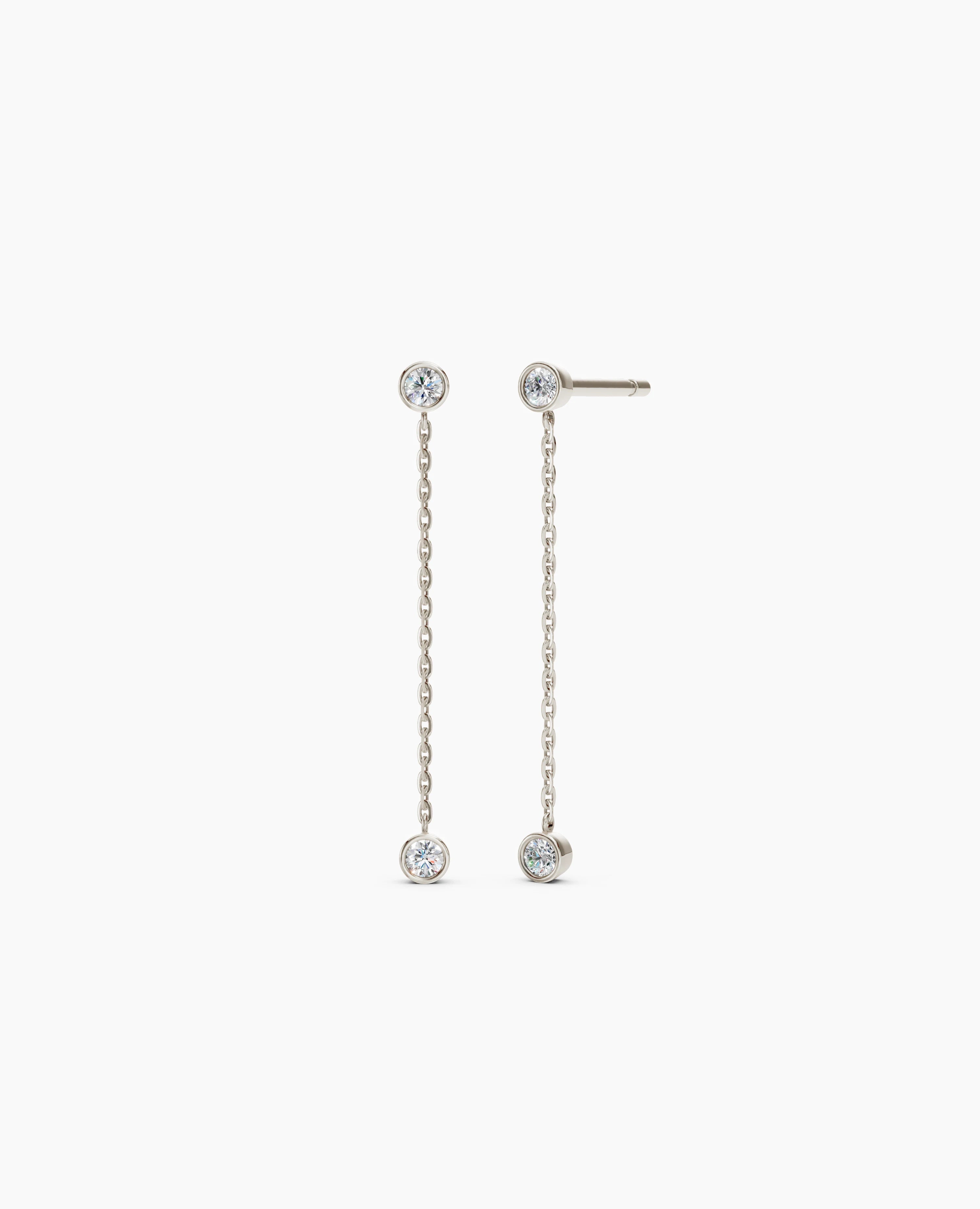 Galini Duo Drop Earrings - White Gold