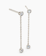 Galini Duo Drop Earrings - White Gold