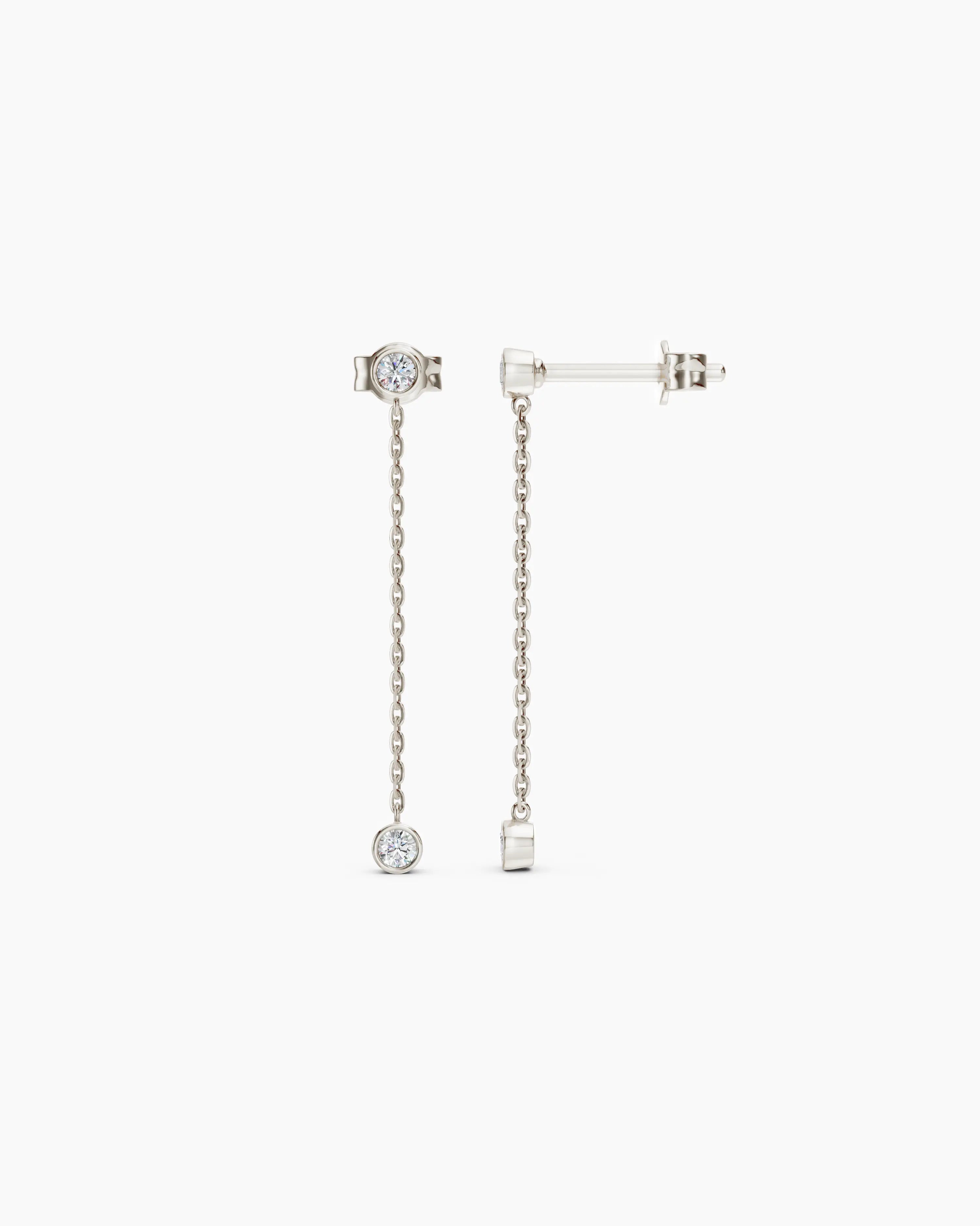 Galini Duo Drop Earrings - White Gold