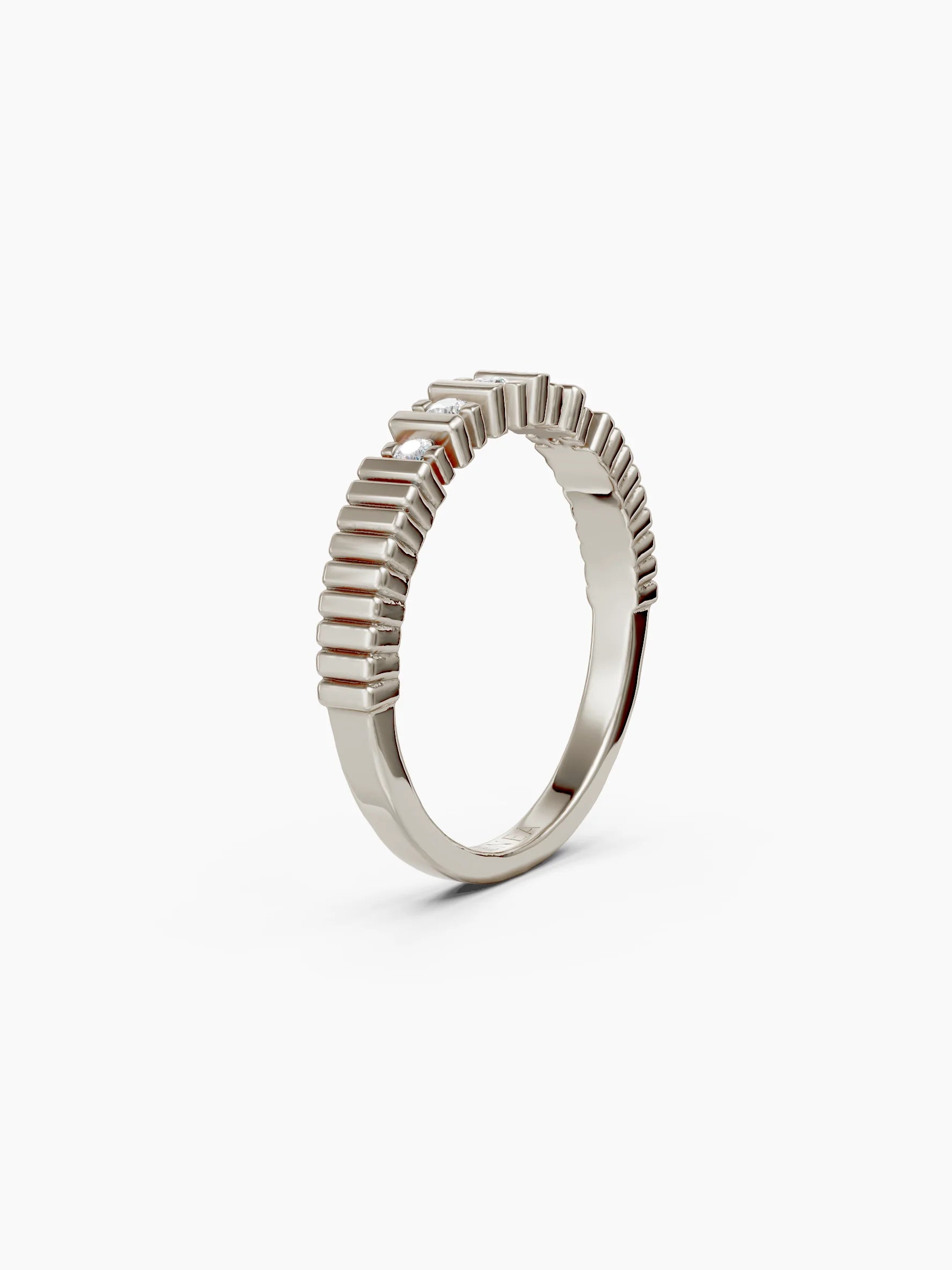 Fluted Diamond Ring - White Gold