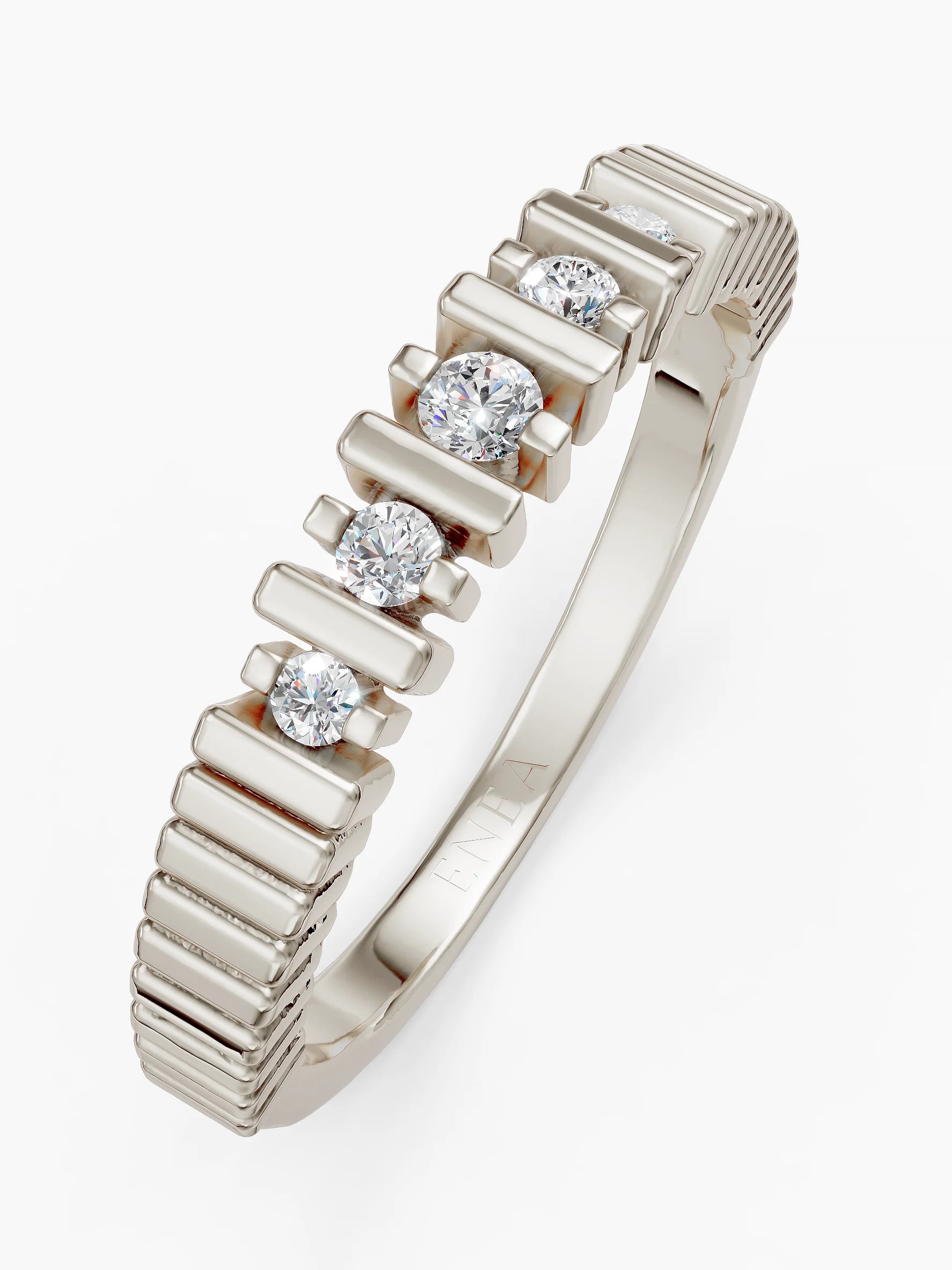 Fluted Diamond Ring - White Gold