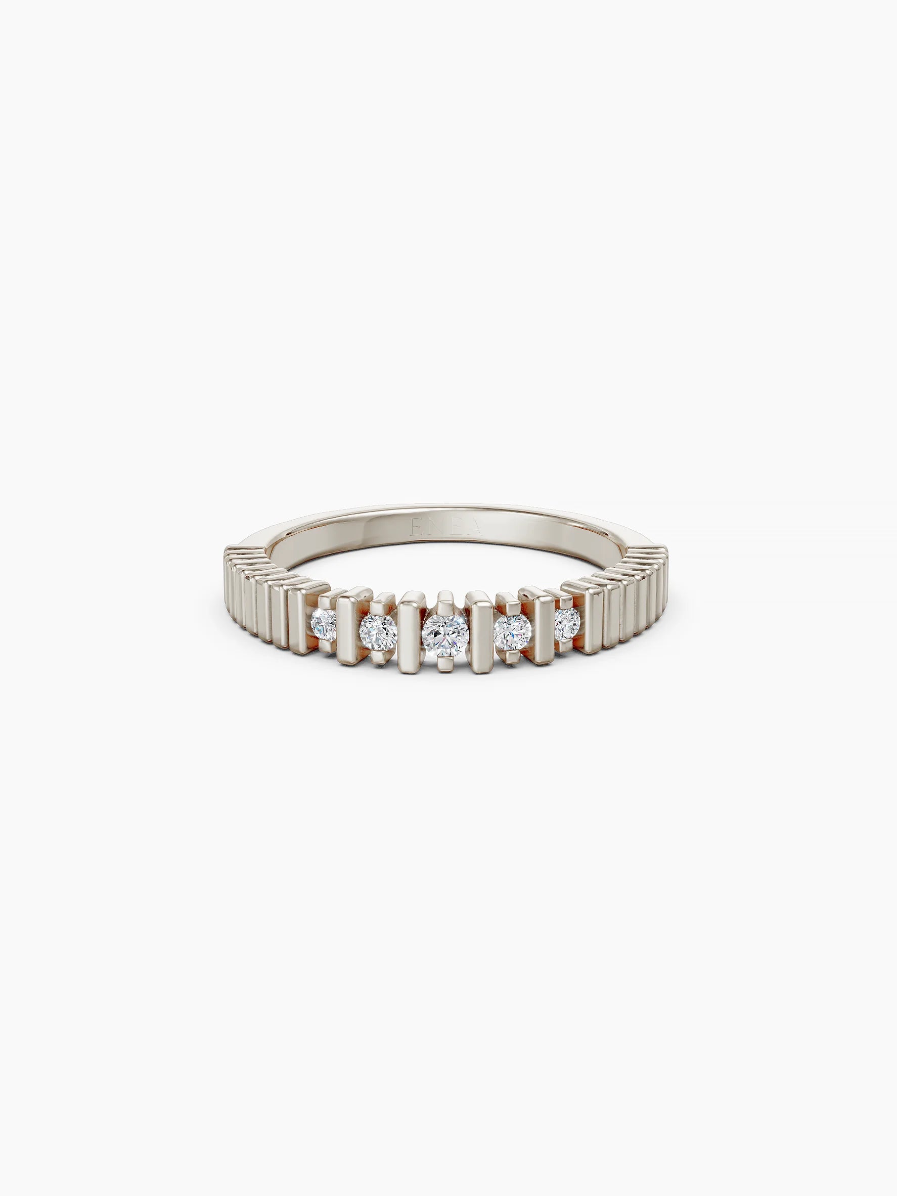 Fluted Diamond Ring - White Gold