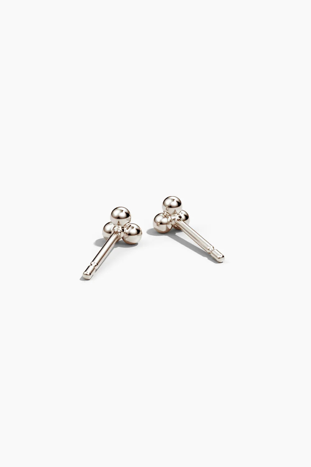 Bead Sphere Earrings in White Gold