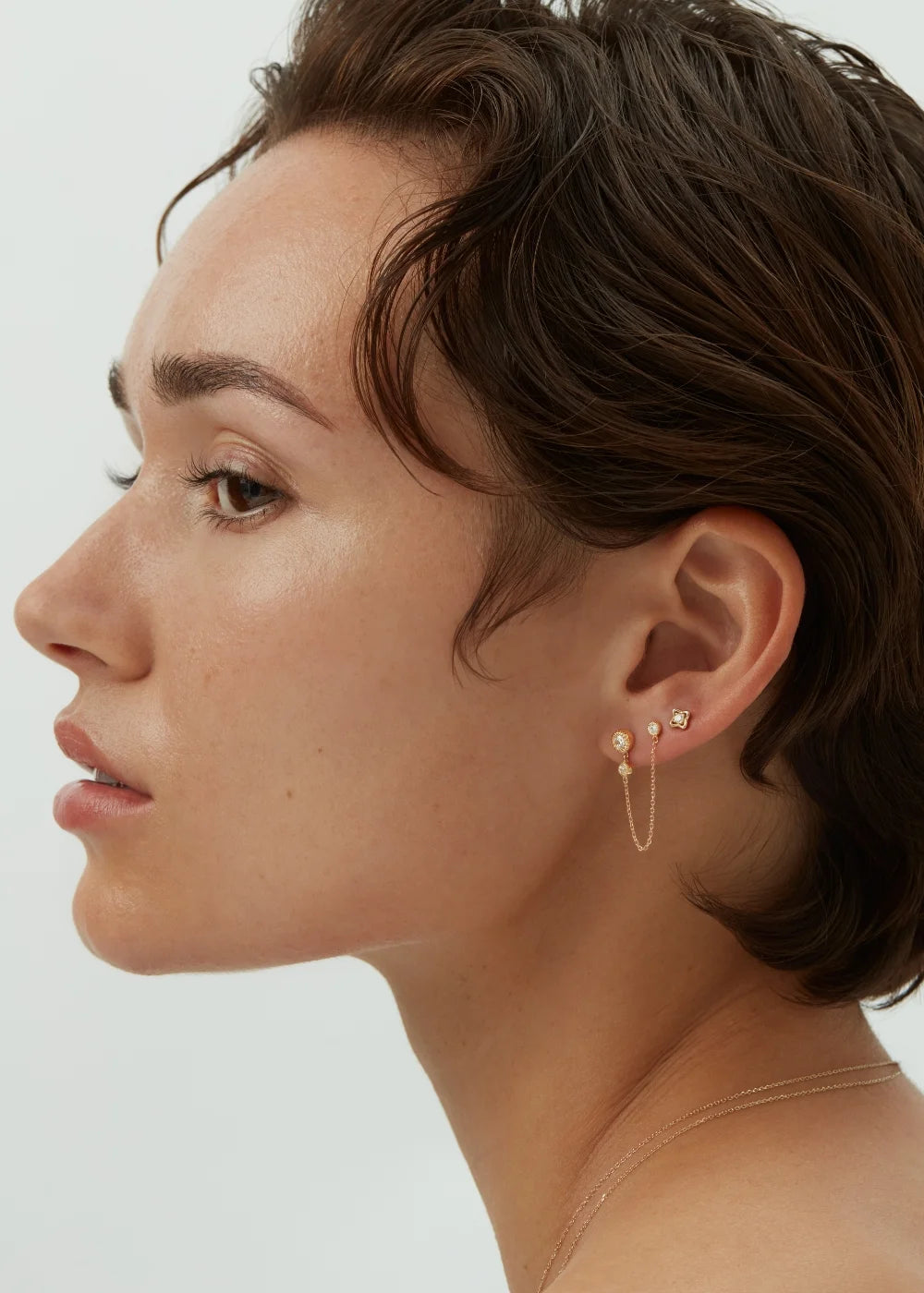 Trio Diamond Chain Stud (single)