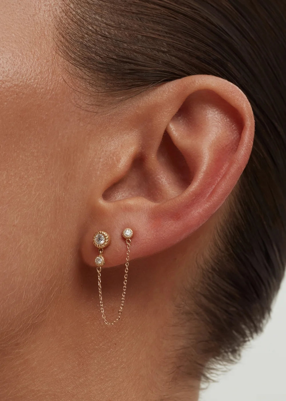 Trio Diamond Chain Stud (single)