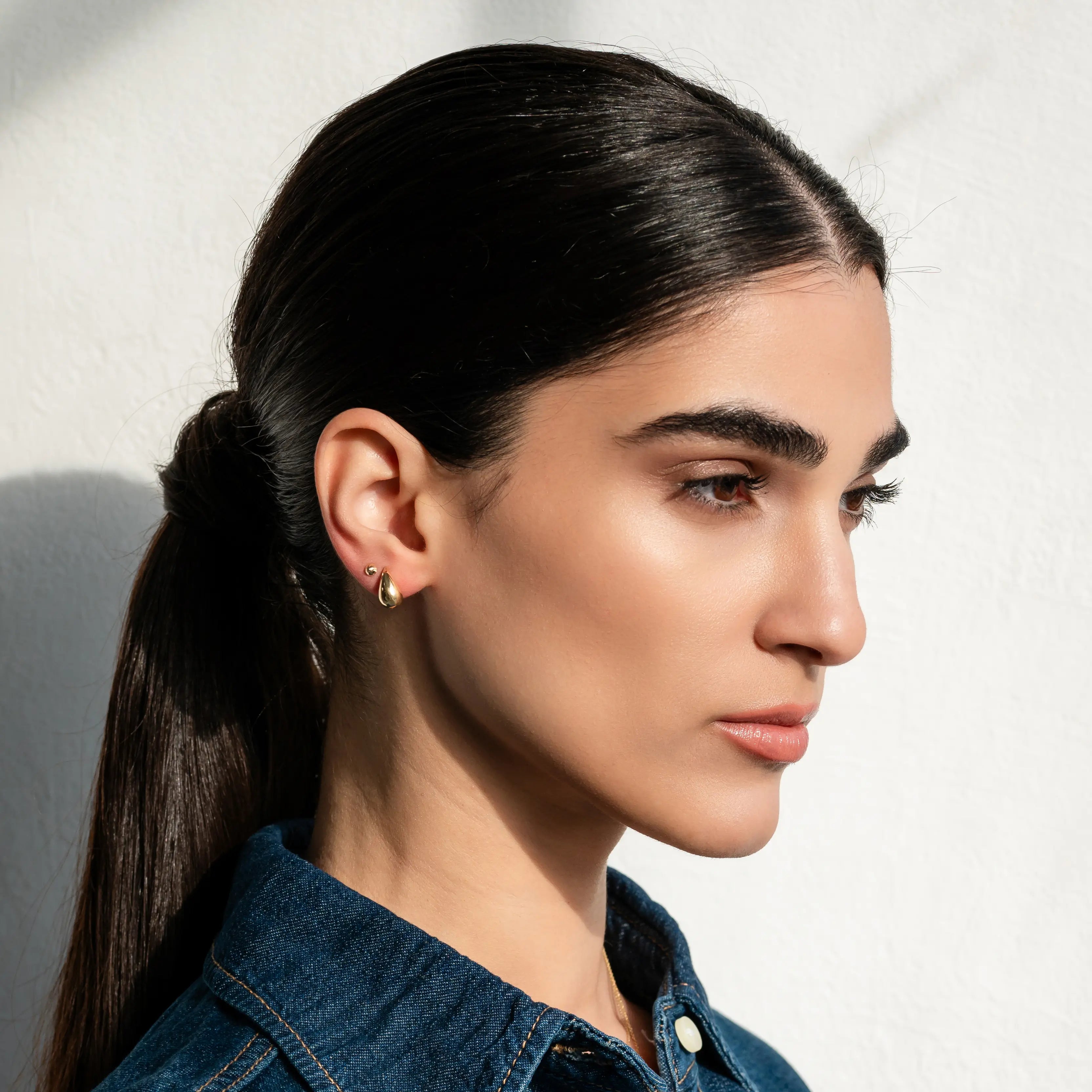 Puffy Teardrop Stud Earrings (pair) - Narcissus