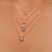 Princess Cut Bezel Diamond Necklace - Narcissus
