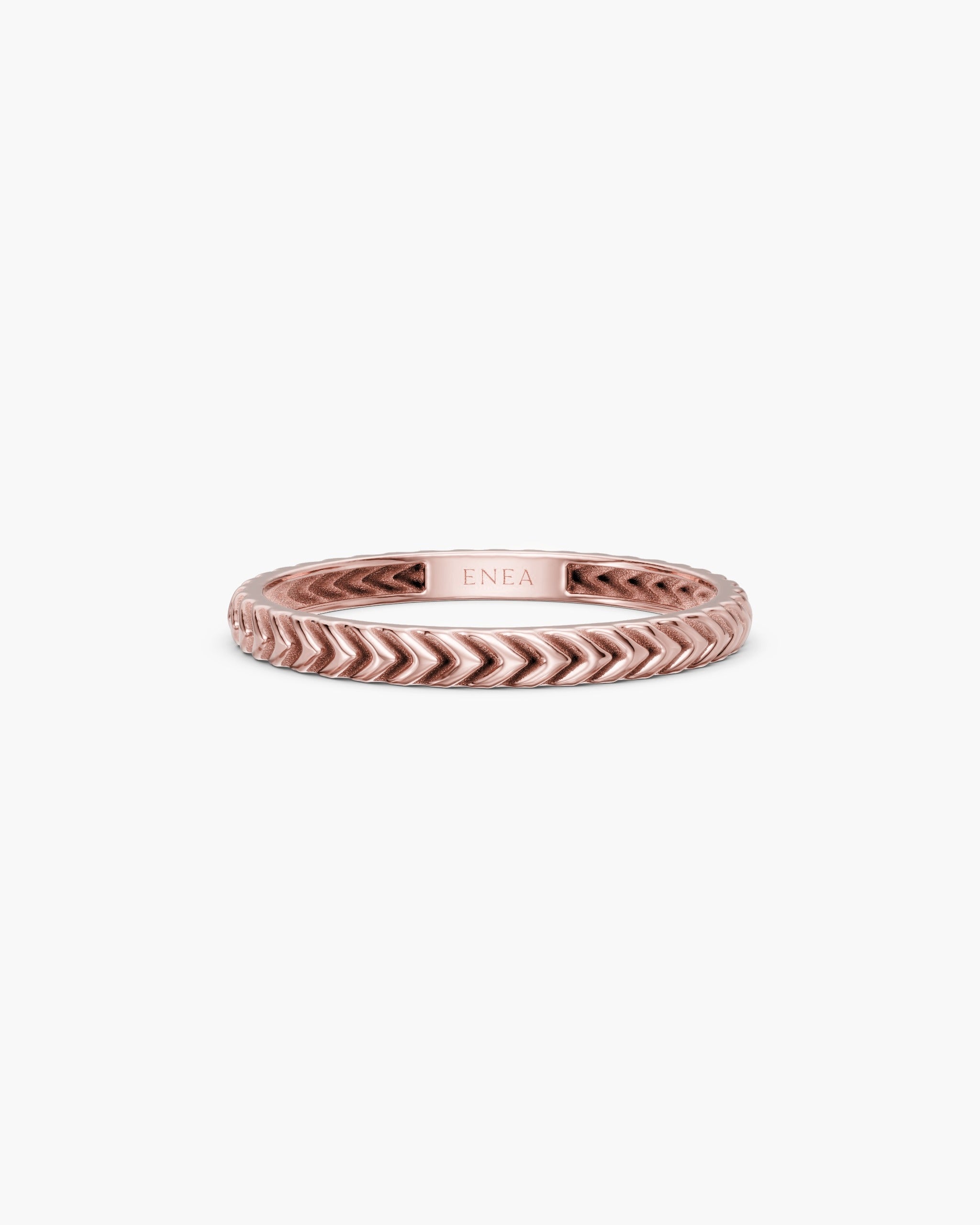Lefkandi Chevron Ring in 14k rose gold, Signature 2.0mm width, front view, ENEA Studio