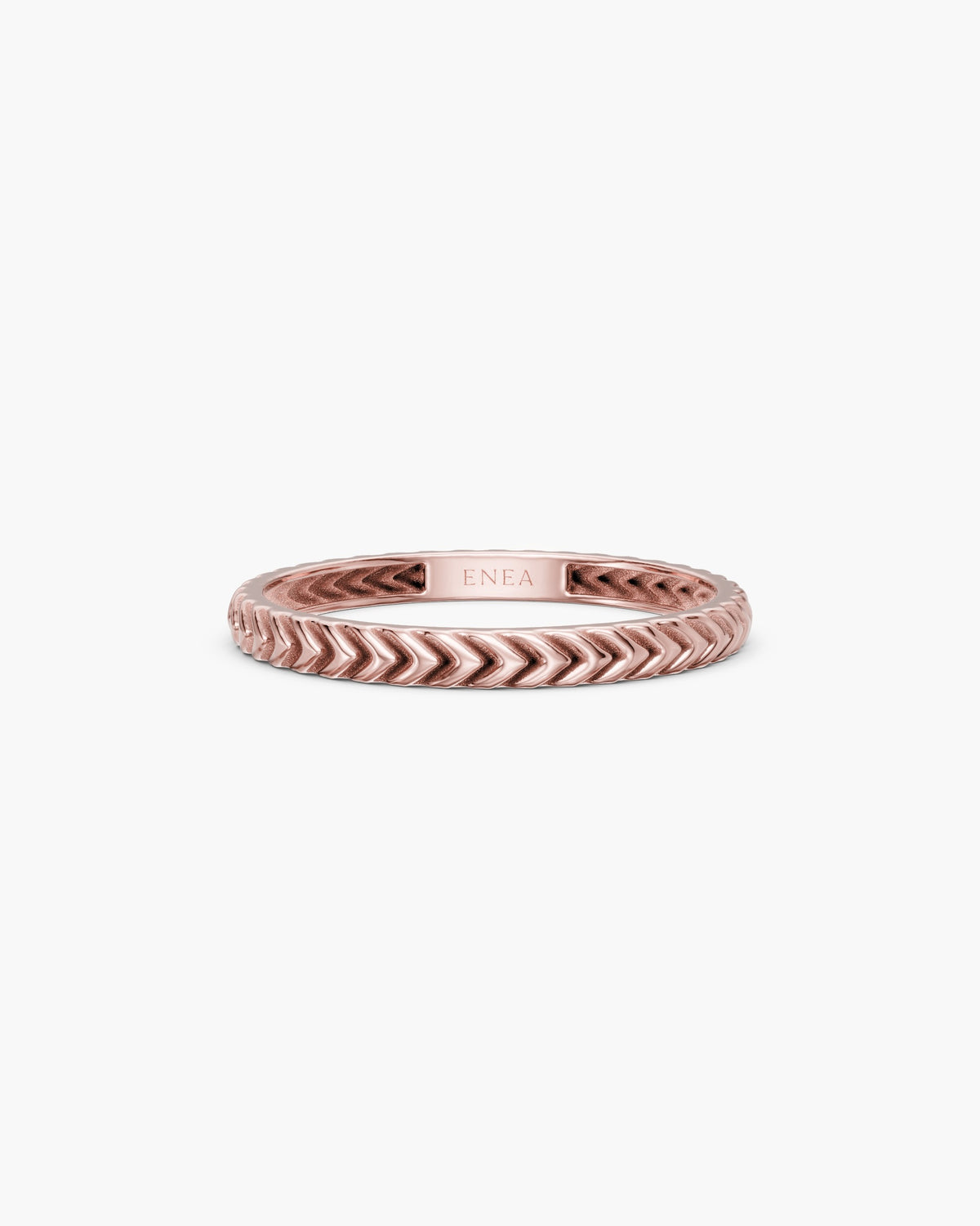 Lefkandi Chevron Ring in 14k rose gold, Signature 2.0mm width, front view, ENEA Studio