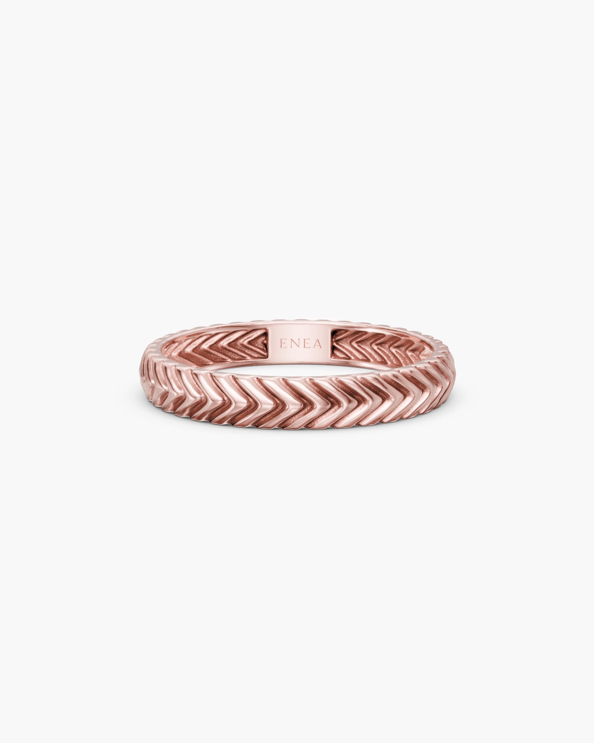 Lefkandi Chevron Ring in 14k rose gold, Bold 3.0mm width, front view, ENEA Studio