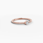 Beaded Minimalist Diamond Ring - Rose Gold