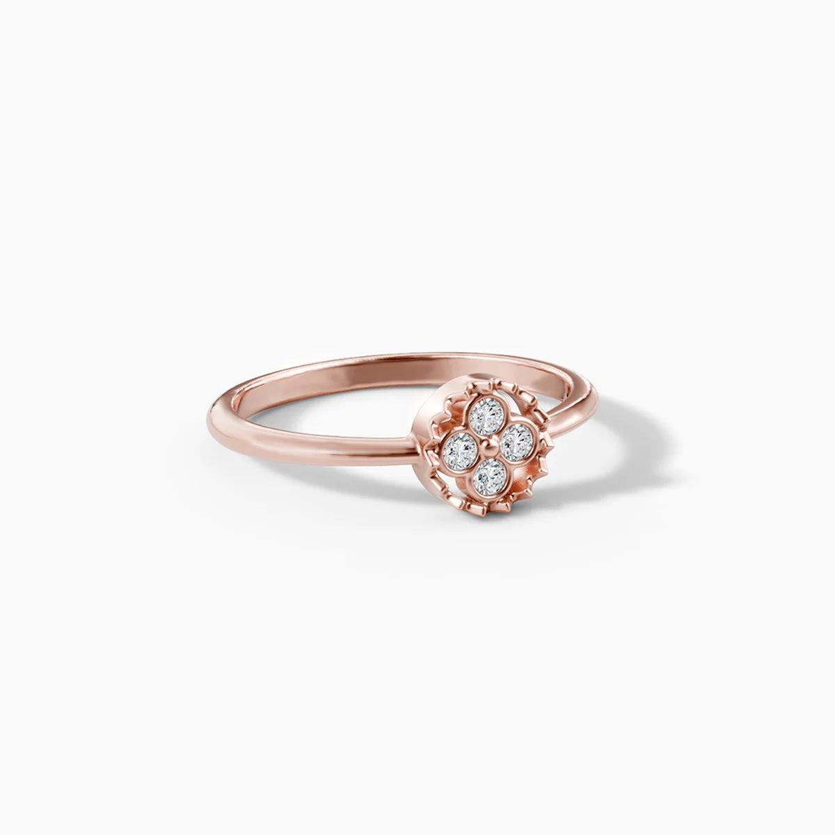 Kleeblatt-Diamantring in Roségold