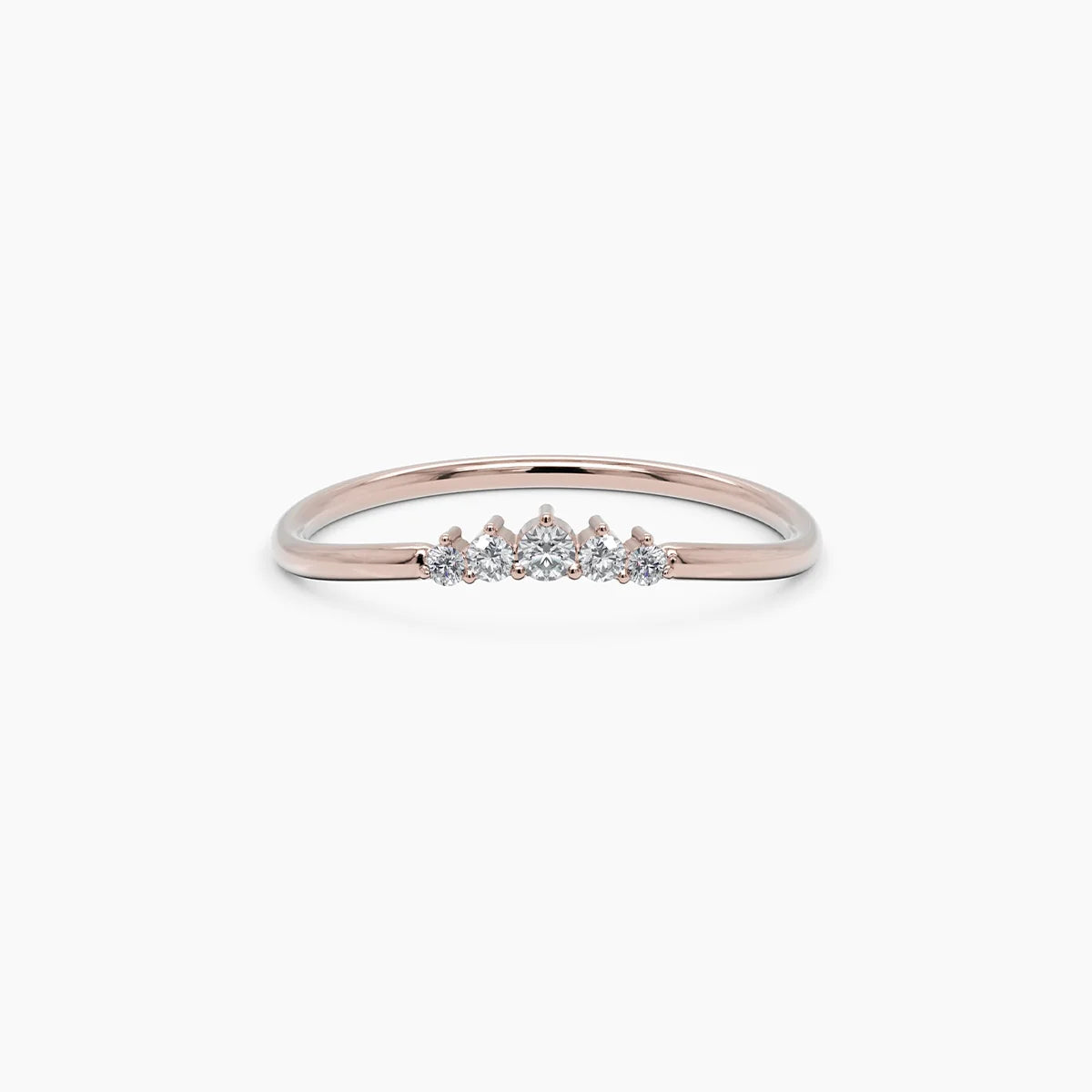 Gebogener Diamant-Ehering in Gelbgold