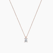 Oval Solitaire Diamond Pendant Necklace