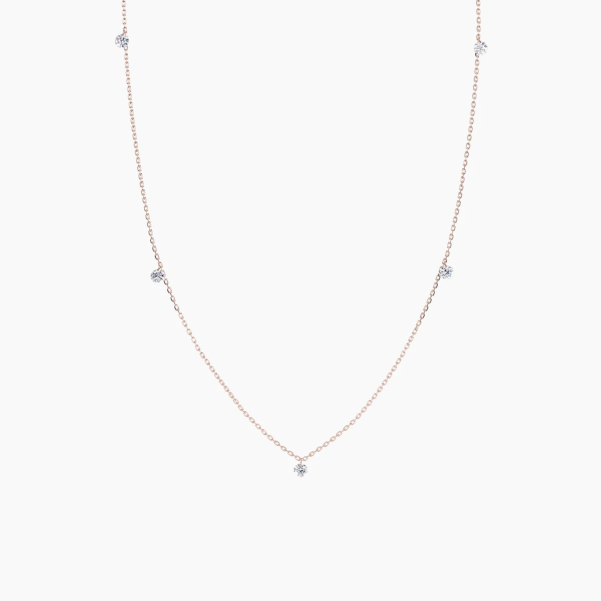 Drilled Diamond By The Yard Necklace in Rose Gold