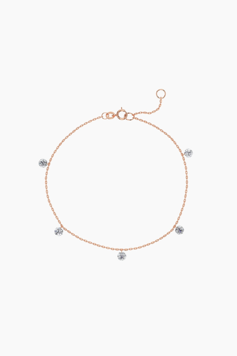 Núde Diamond Drop Station Bracelet - Rose Gold