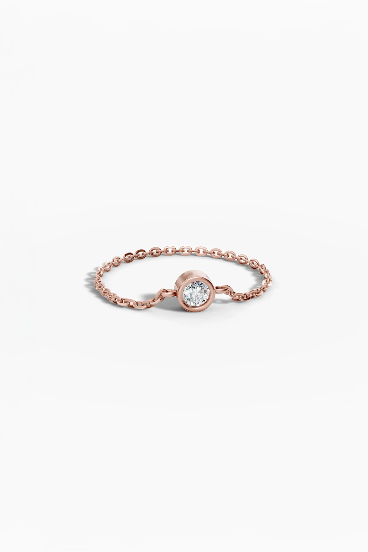 Petite Diamond Chain Ring - Rose Gold