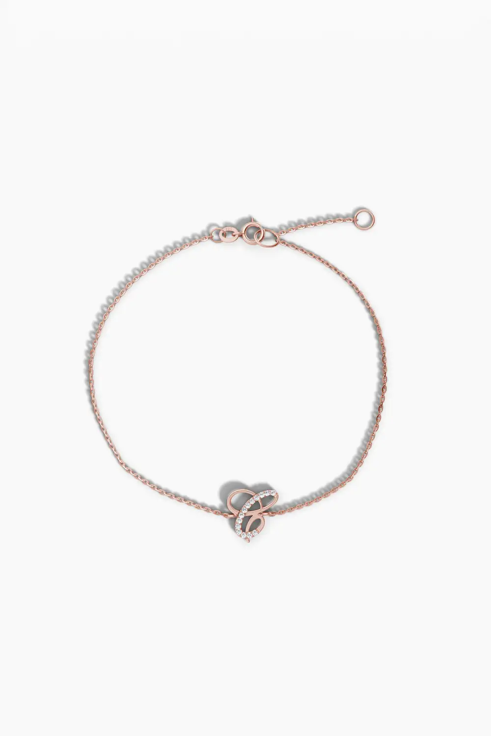 Poetry Initial Letter Bracelet in Rose Gold