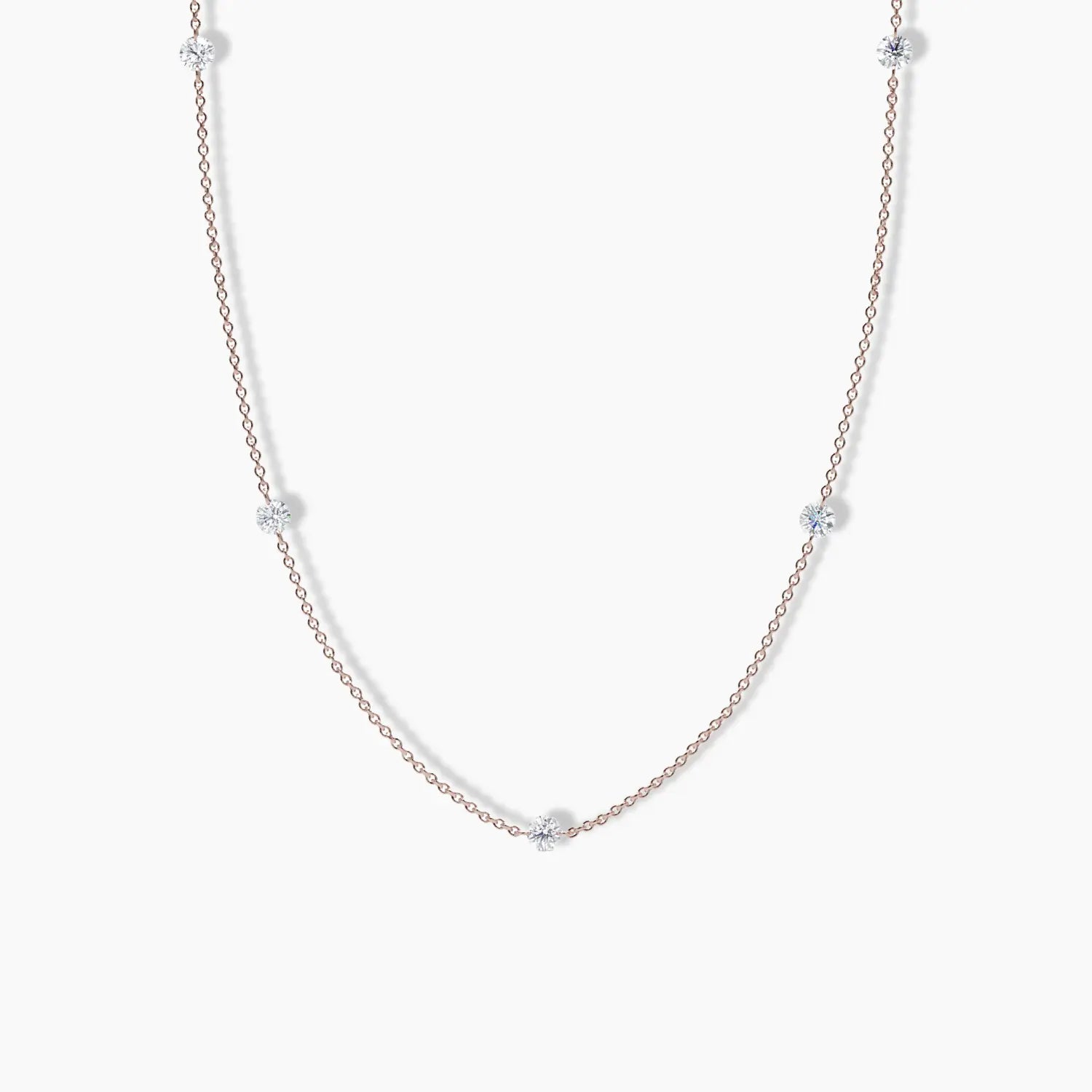 Nude Diamond Station Necklace in Rose Gold - Narcissus