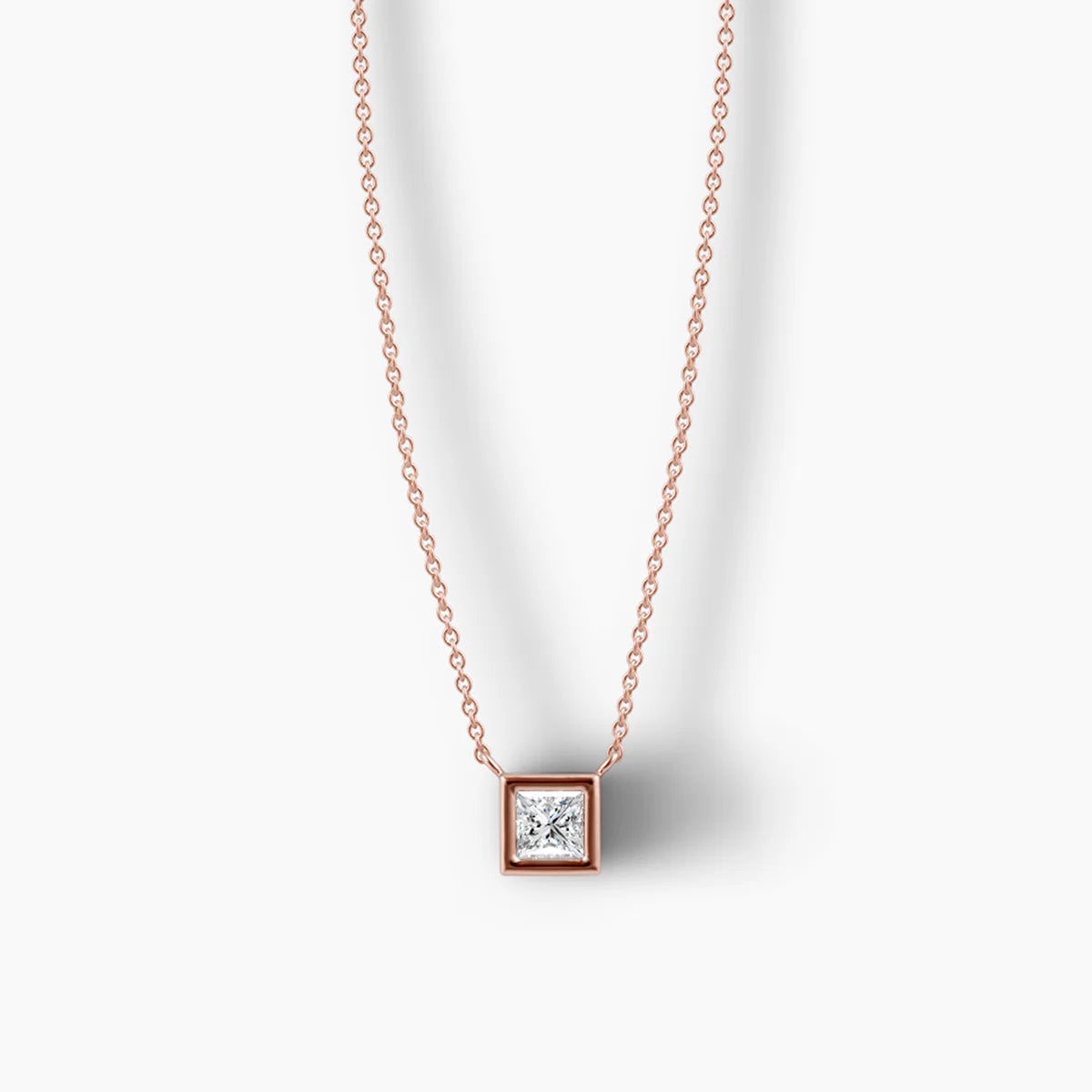 Éclat Princess-Cut Bezel Diamond Necklace in 14k Yellow Gold