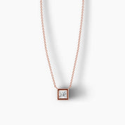 Éclat Princess-Cut Bezel Diamond Necklace in 14k Yellow Gold