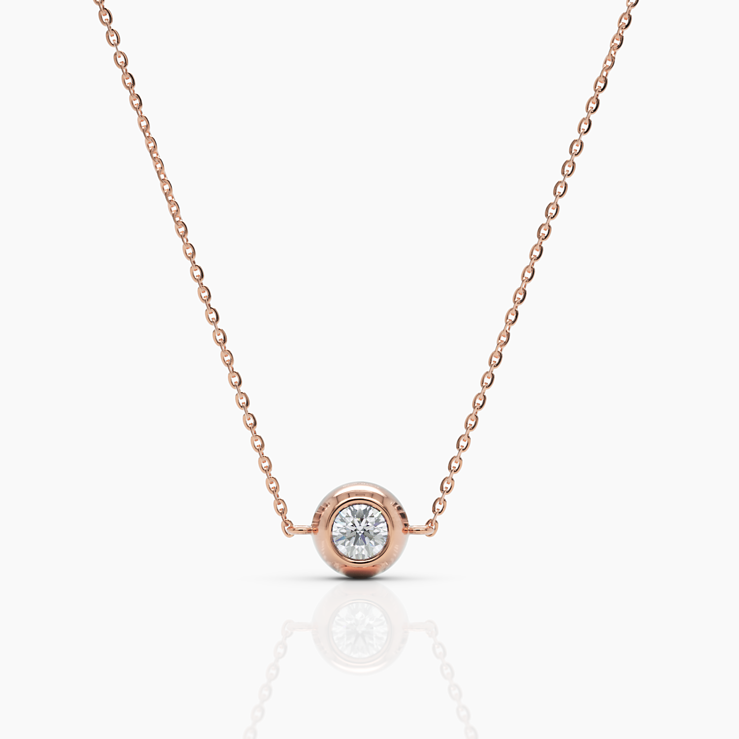 Two-Sided Diamond Bezel Solitaire Necklace - Rose Gold