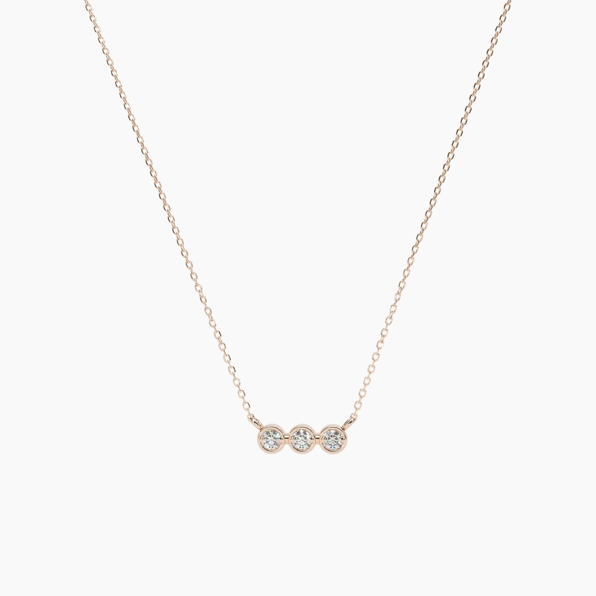 Three Diamond Bezel Necklace - Narcissus
