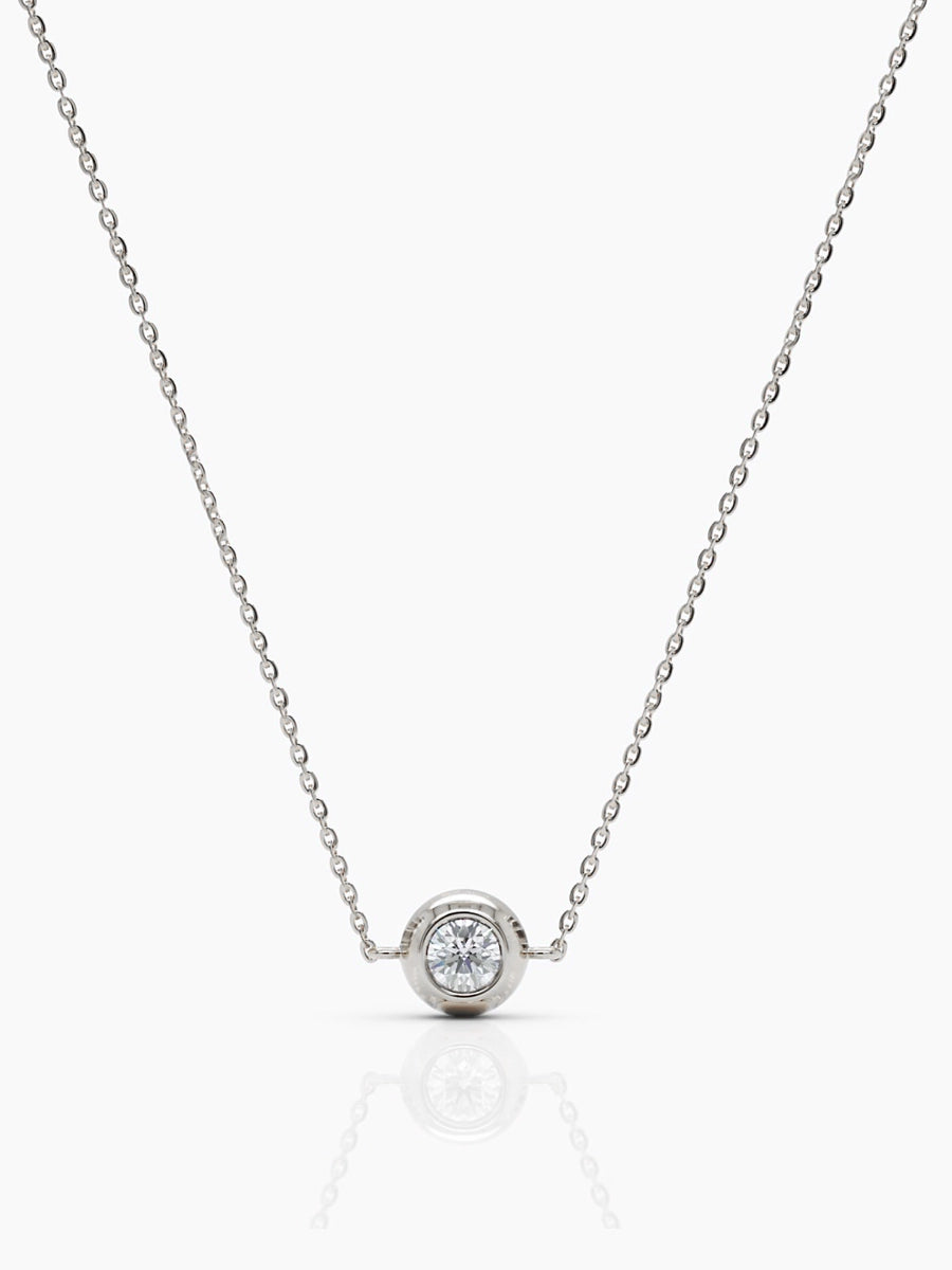 Reversible Diamond Solitaire Necklace - White Gold