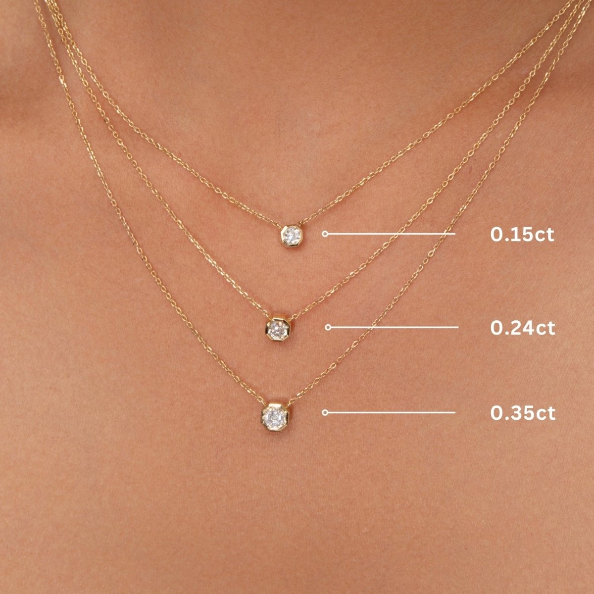 Octagon Cut Diamond Solitaire Necklace - Narcissus