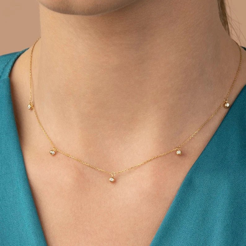 Diamond Bezel Station Necklace - Narcissus